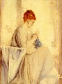 ラ・トリコトゥーズの女性ベルギーの画家アルフレッド・スティーブンス